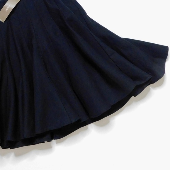 NWT!! J. CREW Godet Mini Skirt Black Chino Pleated Solid Pleats Preppy Size 0 - Picture 5 of 16
